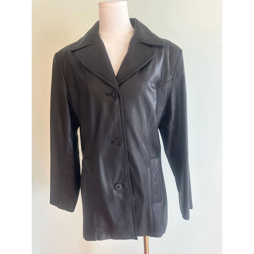 Vintage 1988 Wilsons Leather Maxima Blazer Jacket Womens M Blk Y2K Goth Matrix